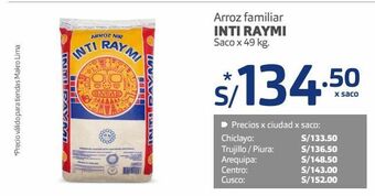Makro Arroz familiar inti raymi saco x 49 kg. oferta