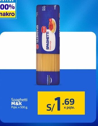 Makro Spaghetti m&k pqte. x 500 g. oferta