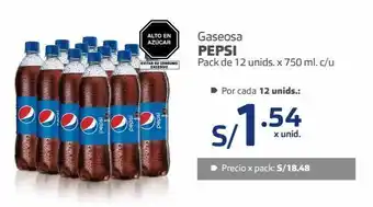 Makro Gaseosa pepsi pack de 12 unids. x 750 ml. c/u oferta