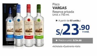 Makro Pisco vargas reserva privada unid. x 750 ml. oferta