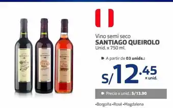 Makro Vino semi seco santiago queirolo unid. x 750 m oferta