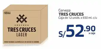 Makro Cerveza tres cruces caja de 12 unids. x 650 ml. c/u oferta