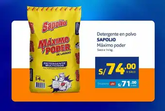 Makro Detergente en polvo sapolio máximo poder oferta