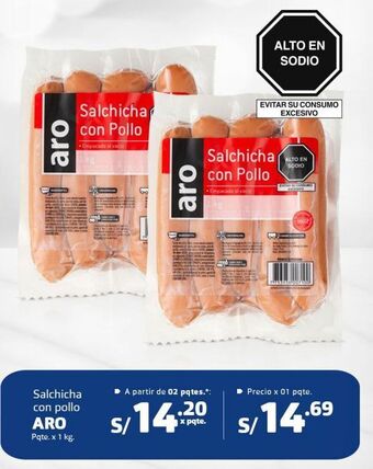 Makro Salchicha con pollo aro pqte. x 1 kg. oferta