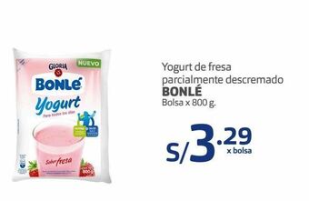 Makro Yogurt de fresa parcialmente descremado bonlé bolsa x 800 g. oferta