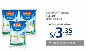 Makro Leche uht entera laive bolsa x 900 ml. oferta