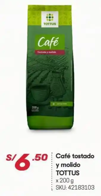 Hiperbodega Precio Uno Café Tostado y Molido Tottus 200g oferta