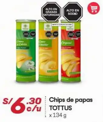 Hiperbodega Precio Uno Chips de Papas Tottus 134g oferta