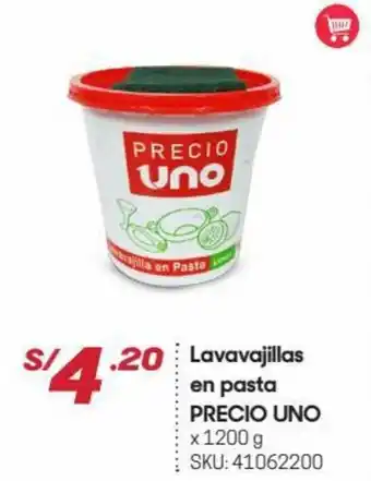 Hiperbodega Precio Uno Lavavajillas en Pasta Precio Uno 1200g oferta