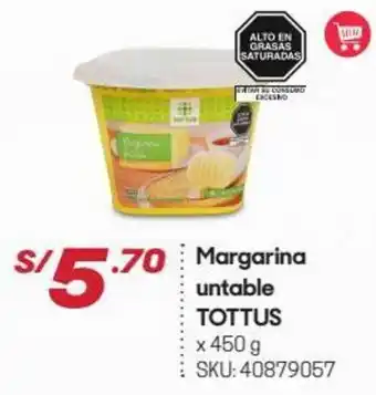 Hiperbodega Precio Uno Margarina Untable Tottus 450g oferta