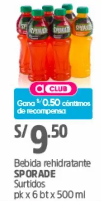 Plaza Vea Bebida Rehidratante Sporade Surtidos 6x500ml oferta