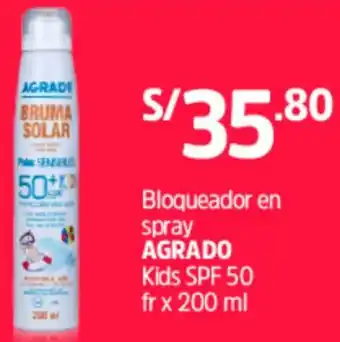 Plaza Vea Bloqueador en Spray Agrado Kids SPF 50 200ml oferta