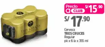 Plaza Vea Cerveza Tres Cruces 6x366ml oferta