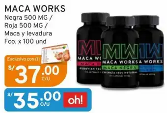 Mifarma Maca Works Negra 500mg/Roja 500mg/ Maca y Levadura Fco. x100und oferta