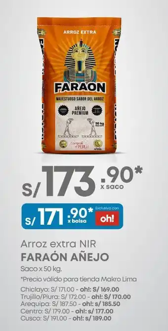 Makro Arroz extra nir faraón añejo 50kg oferta