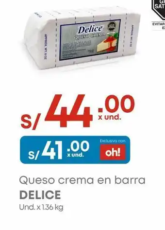Makro Queso crema en barra und. x 1.36 kg delice oferta