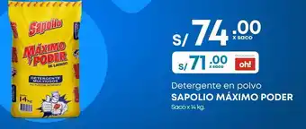 Makro Detergente en polvo saco x 14 kg sapolio máximo poder oferta