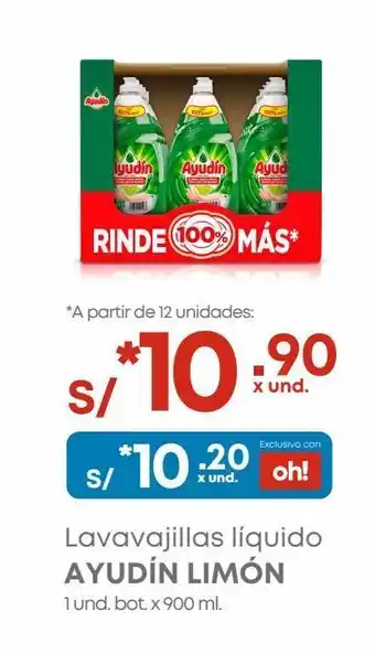 Makro Lavavajillas líquido 1 und. bot. x 900 ml. ayudín limón oferta