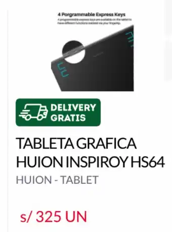 Tottus Tableta Grafica Huion Inspiroy HS64 Huion-Tablet oferta