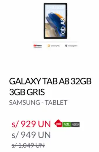 Tottus Galaxy Tab A8 32GB 3GB GRIS Samsung-Tablet oferta