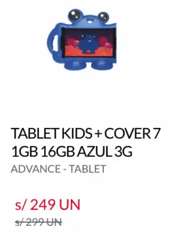 Tottus Tablet Kids + Cover 7 1GB 16GB Azul 3G Advance-Tablet oferta