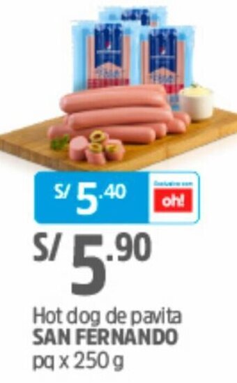 Plaza Vea Hot Dog de Pavita San Fernando 250g oferta