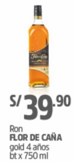 Plaza Vea Ron Flor de Caña Gold 4 Años x 750ml oferta