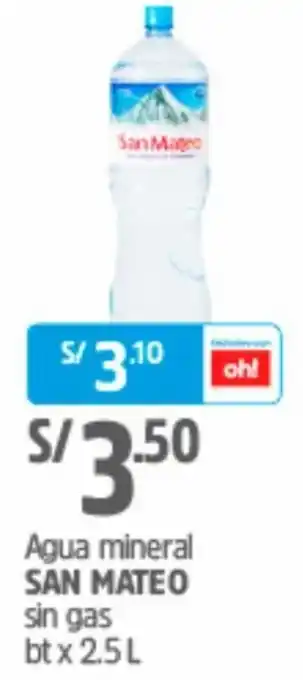 Plaza Vea Agua Mineral San Mateo sin Gas 2.5L oferta