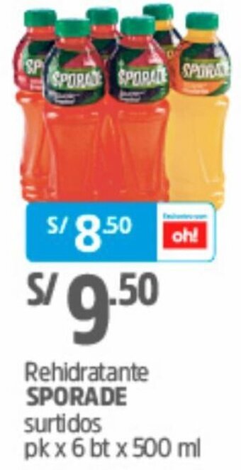 Plaza Vea Rehidratante Sporade Surtidos 6 x 500ml oferta