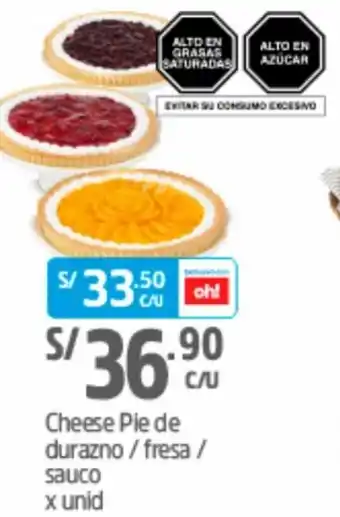 Plaza Vea Cheese Pie de Durazno/Fresa/Sauco oferta