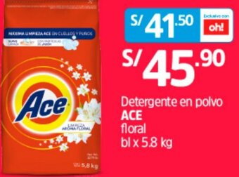 Plaza Vea Detergente en Polvo Ace Floral 5.8kg oferta