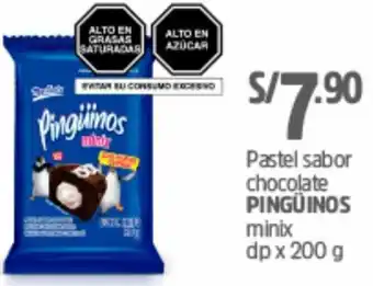 Plaza Vea Pastel Sabor Chocolate Pingüinos 200g oferta