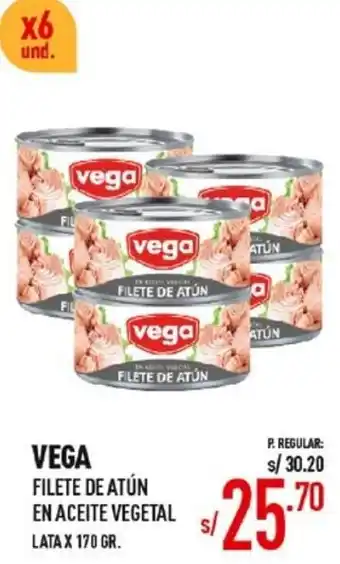 Vega Vega Filete de Atún en Aceite Vegetal 170g oferta