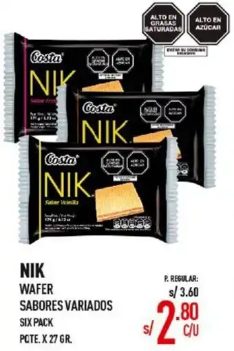 Vega Nik Wafer Sabores Variados 27gr oferta