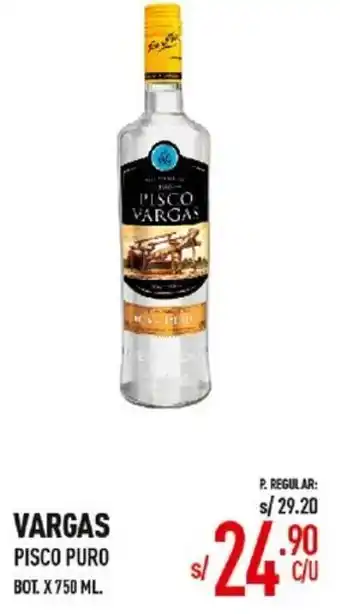 Vega Vargas Pisco Puro 750ml oferta