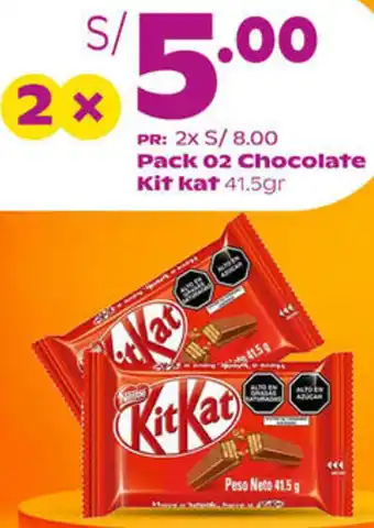 Tambo Pack 02 Chocolate Kit Kat 41.5gr oferta