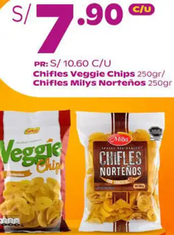 Tambo Chifles Veggie Chips 250gr/ Chifles Milys Norteños 250g oferta