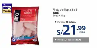 Makro Filete de tilapia 3 a 5 aro bolsa x 1 kg. oferta