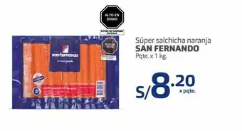 Makro Súper salchicha naranja san fernando pqte. x 1 kg. oferta