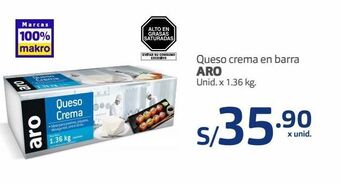 Makro Queso crema en barra aro unid. x 1.36 kg. oferta