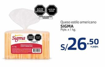Makro Queso estilo americano sigma pqte. x 1 kg. oferta