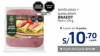 Makro Jamón pizza + queso edam braedt pack x 370 g. oferta