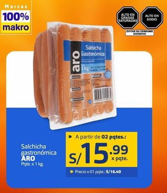 Makro Salchicha gastronómica aro pqte. x 1 kg. oferta