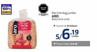 Makro Pan hot dog jumbo aro bolsa de 8 unids. oferta