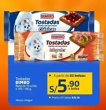 Makro Tostadas bimbo bolsa de 10 unids x 160/180g oferta