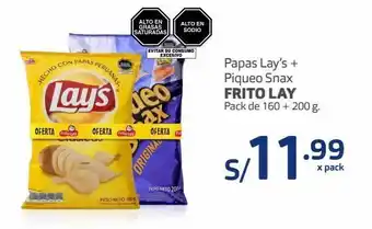 Makro Papas lay’s + piqueo snax frito lay pack de 160 + 200 g. oferta