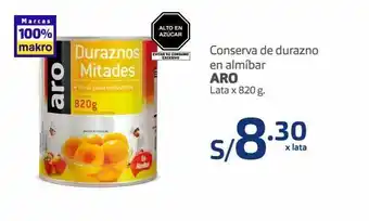 Makro Conserva de durazno en almíbar aro lata x 820 g. oferta