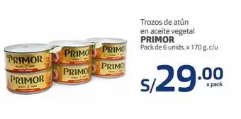Makro Trozos de atún en aceite vegetal primor pack de 6 unids. x 170 g. c/u oferta