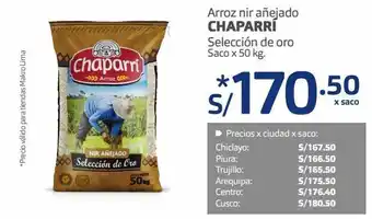Makro Arroz nir añejado chaparrí selección de oro saco x 50 kg. oferta