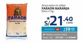 Makro Arroz extra nir añejo faraon naranja bolsa x 5 kg. oferta